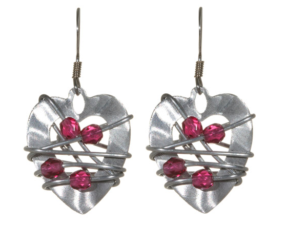 earrings - Beaded Wire Heart Earrings - Girl Intuitive - Jillery -