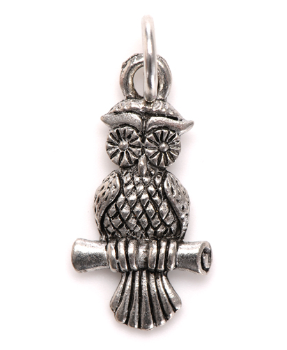 Charm - Owl Charm Silver or Gold - Girl Intuitive - Jillery - Silver