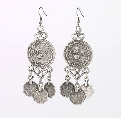 earrings - Coin Drop Earrings Silver - Girl Intuitive - Island Imports -