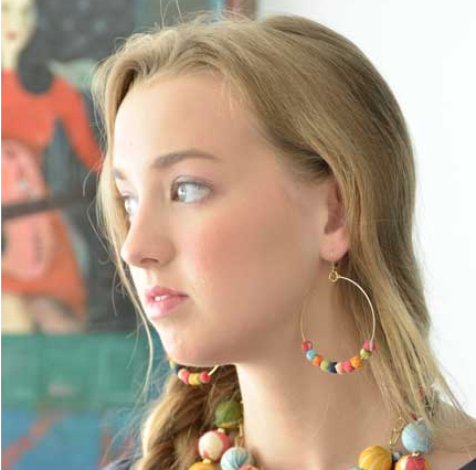 earrings - Kantha Fabric Hoop Earrings - Girl Intuitive - WorldFinds -