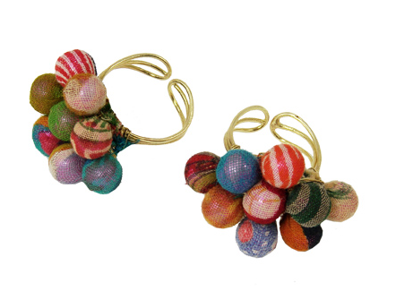 Ring - Kantha Beaded Ball Ring - Girl Intuitive - WorldFinds -