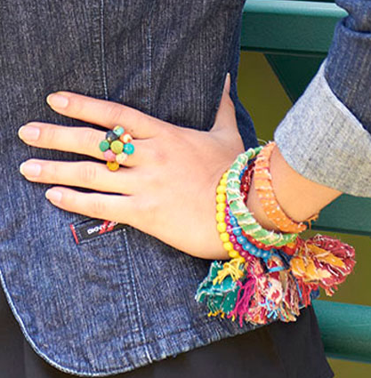 Ring - Kantha Beaded Ball Ring - Girl Intuitive - WorldFinds -