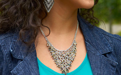 Necklace - Metallic Fringe Bib Necklace - Girl Intuitive - WorldFinds -