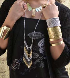 Necklace - Chevron Mixed Metal Long Necklace - Girl Intuitive - WorldFinds -
