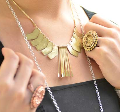 Necklace - Phoenix Gold Brass Necklace - Girl Intuitive - WorldFinds -