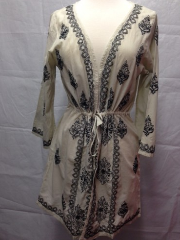 Tunic - Tunic - Embroidered Waist Tie - Black & White - Girl Intuitive - Dolma -