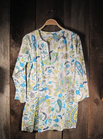 Tunic - Tunic Blue Paisley on White - Girl Intuitive - Nusantara -