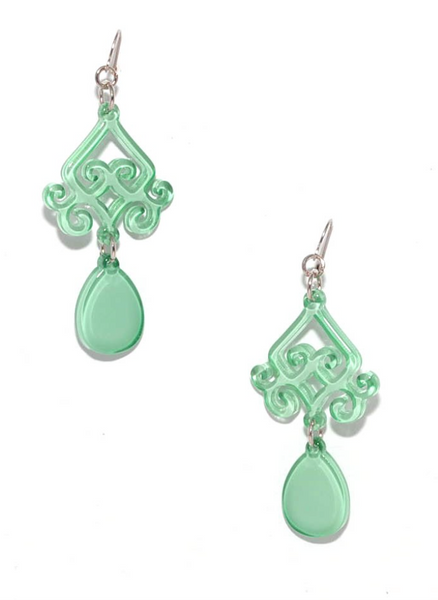 earrings - Scroll and Drop Earrings - Girl Intuitive - zenzii - Mint