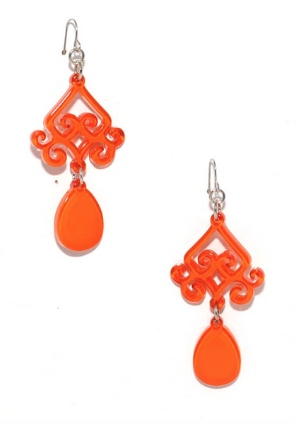 earrings - Scroll and Drop Earrings - Girl Intuitive - zenzii - Orange Red