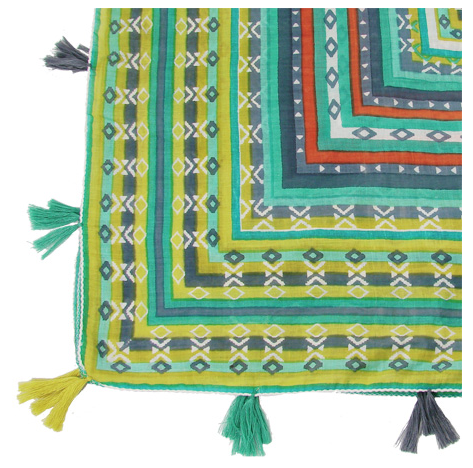 Scarves - Sedona Squares Scarf - Teal - Girl Intuitive - WorldFinds -
