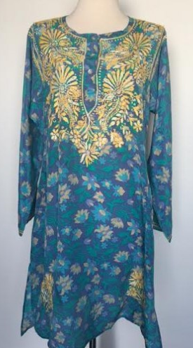 Tunic - Silk Long Tunic in Turquoise - Girl Intuitive - Dolma -