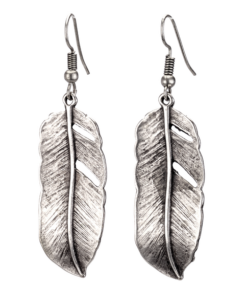 earrings - Silver Feather Earrings - Girl Intuitive - Island Imports -