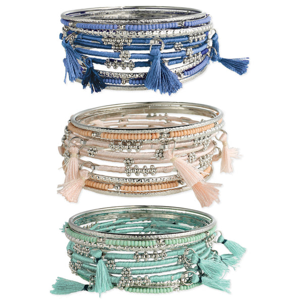 bracelet - Silver Thread Wrapped Bangles - Girl Intuitive - zad -