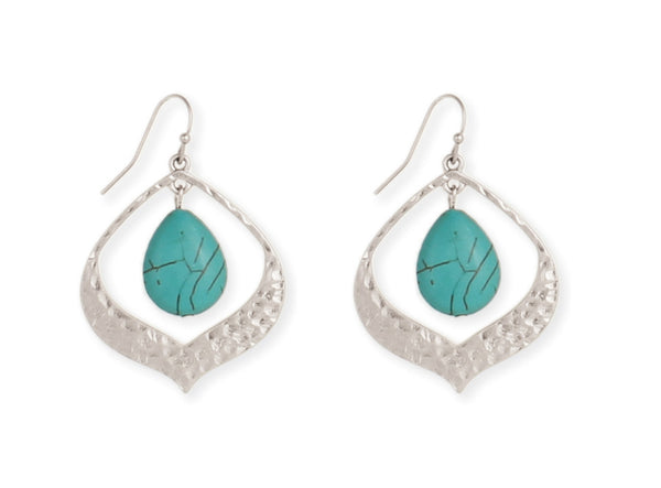 earrings - Silver Turquoise Drop Earrings - Girl Intuitive - zad -