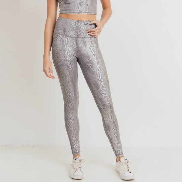 Leggings - Mono B Silver Snake Print Highwaist Leggings - Girl Intuitive - Mono B -