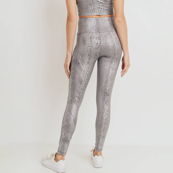 Leggings - Mono B Silver Snake Print Highwaist Leggings - Girl Intuitive - Mono B -