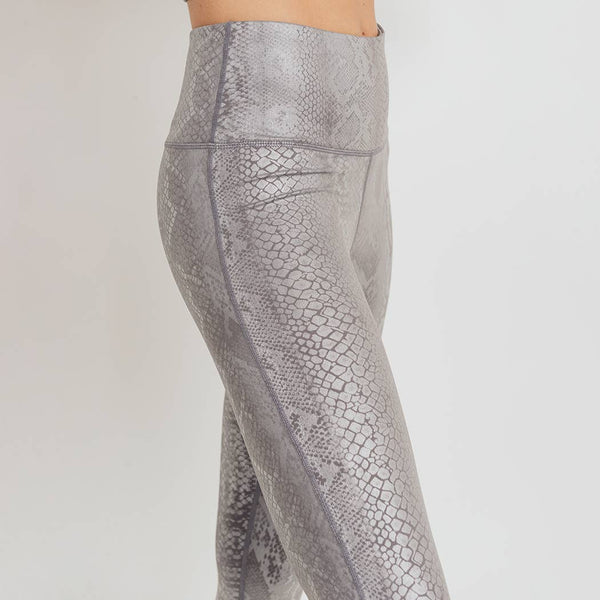 Leggings - Mono B Silver Snake Print Highwaist Leggings - Girl Intuitive - Mono B -