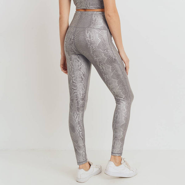 Leggings - Mono B Silver Snake Print Highwaist Leggings - Girl Intuitive - Mono B -