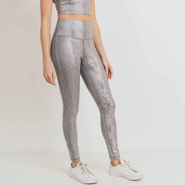 Leggings - Mono B Silver Snake Print Highwaist Leggings - Girl Intuitive - Mono B -