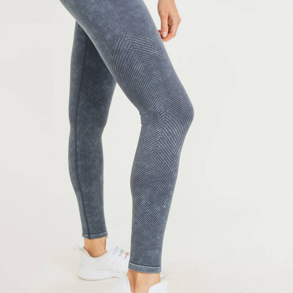 Leggings - Slanted Ribbing Seamless Mineral-Washed Highwaist Leggings - Girl Intuitive - Mono B -