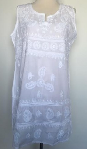 Tunic - Sleeveless Embroidered White Tunic - Girl Intuitive - Dolma -