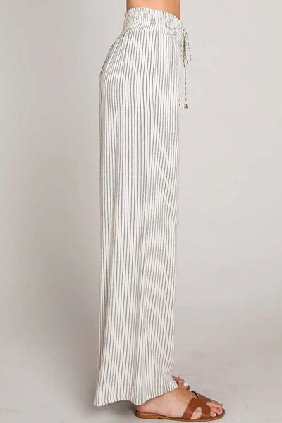 Pants - Soft Striped Linen Smocked Pants - Girl Intuitive - Allie Rose -