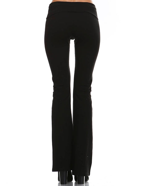 Leggings - Solid Basic Cotton Fold Over Yoga Pants - Girl Intuitive - Urban X -