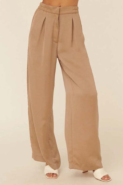 Pants - Solid Pleated High-Rise Elastic Waist Pants - Girl Intuitive - Promesa -