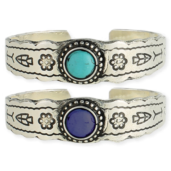 bracelet - Stone Southwest Cuff Bracelet in Silver - Girl Intuitive - zad -