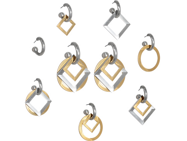 earrings - Squares Convertible Hoop Earrings - Girl Intuitive - Jillery -