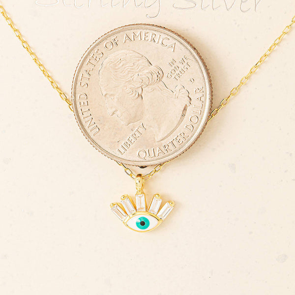 Necklace - Sterling Silver Mini Evil Eye Necklace - Girl Intuitive - Fame Accessories -