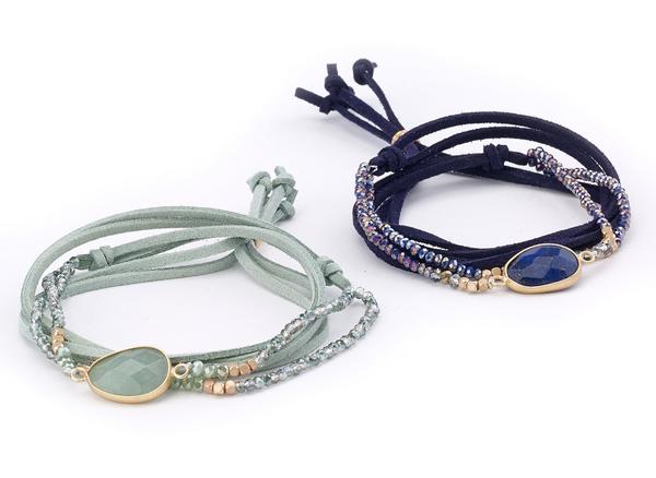 bracelet - Stone Suede Bracelet - Girl Intuitive - Island Imports -
