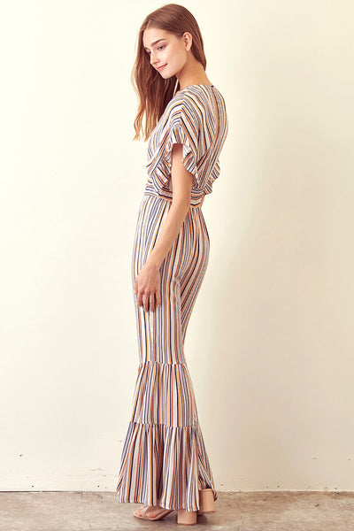 Jumpsuit - Storia Striped Jumpsuit Ruffled Bell Bottom - Girl Intuitive - Storia -