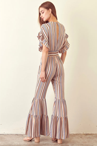 Jumpsuit - Storia Striped Jumpsuit Ruffled Bell Bottom - Girl Intuitive - Storia -