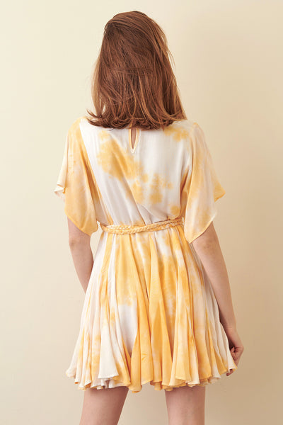 Dresses - Storia Yellow Tie-Dye Mini Dress - Girl Intuitive - Storia -