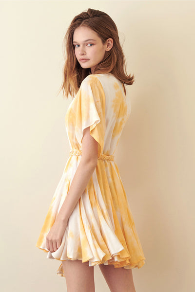 Dresses - Storia Yellow Tie-Dye Mini Dress - Girl Intuitive - Storia -