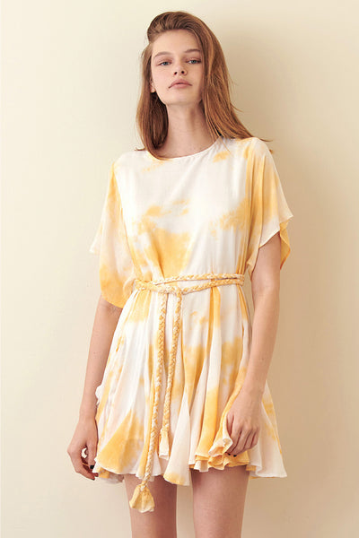 Dresses - Storia Yellow Tie-Dye Mini Dress - Girl Intuitive - Storia -