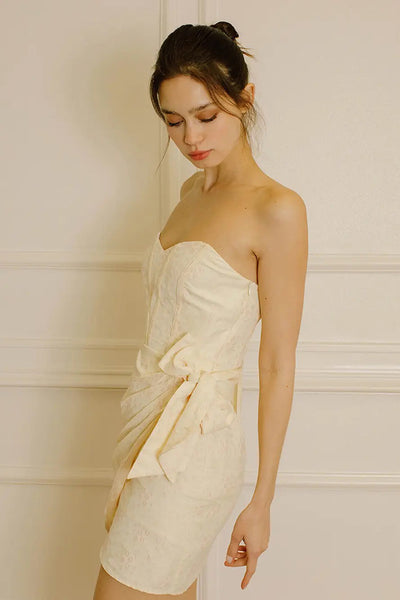 Dresses - Mono B Daisy Embossed Print Strapless Corset Mini Dress - Girl Intuitive - Storia -
