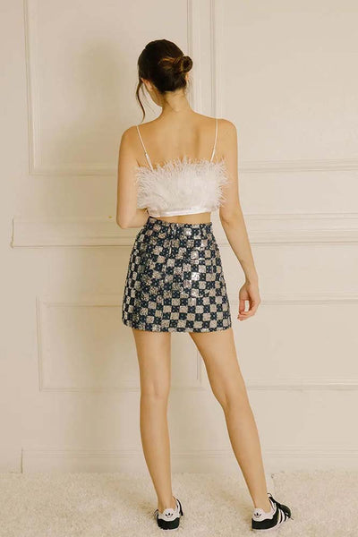 Top - Storia Feathered and Satin Crop Top - Girl Intuitive - Storia -