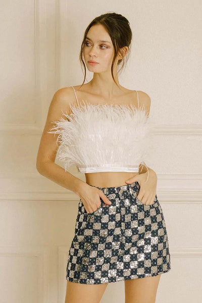 Top - Storia Feathered and Satin Crop Top - Girl Intuitive - Storia -