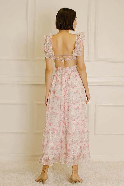 Dresses - Storia Floral and Embroidered Tiny Flowers Maxi Dress - Girl Intuitive - Storia -