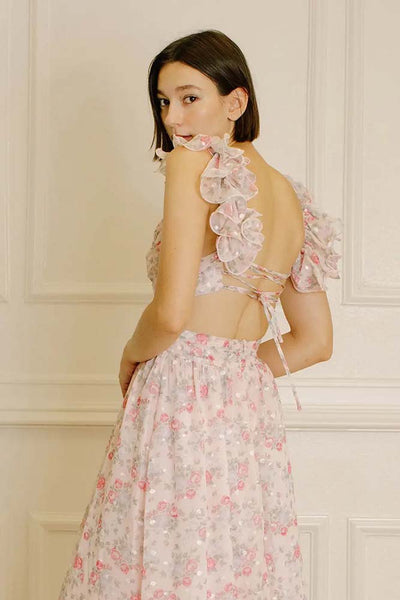 Dresses - Storia Floral and Embroidered Tiny Flowers Maxi Dress - Girl Intuitive - Storia -