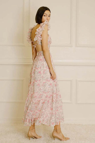 Dresses - Storia Floral and Embroidered Tiny Flowers Maxi Dress - Girl Intuitive - Storia -