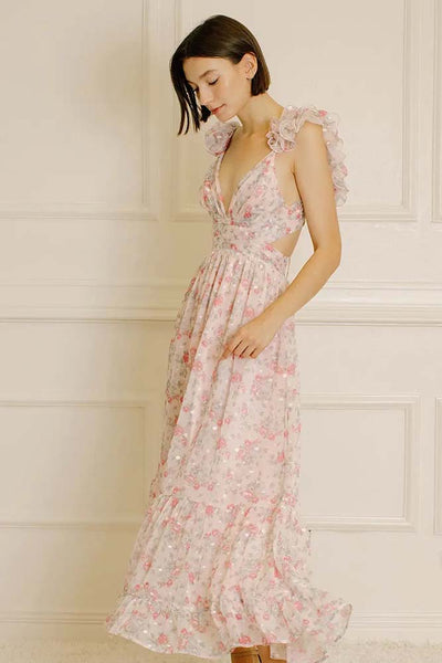Women's Sleeveless Pink Floral Spring Mini Dress | LOVESTITCH