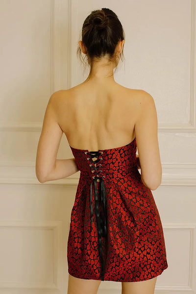 Dresses - Storia Heart Embossed Black Mini Dress - Girl Intuitive - Storia -