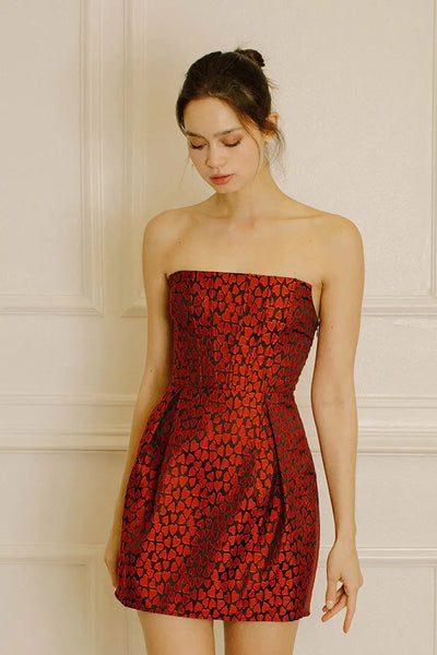 Dresses - Storia Heart Embossed Black Mini Dress - Girl Intuitive - Storia -
