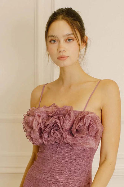 Dresses - Storia Monochromatic 3D Ruffled Roses Mini Dress - Girl Intuitive - Storia -