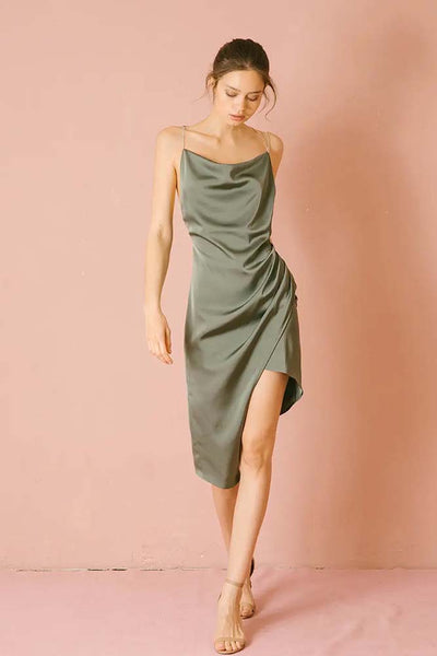 Dresses - Storia Monochromatic Asymmetric Midi Dress - Girl Intuitive - Storia -