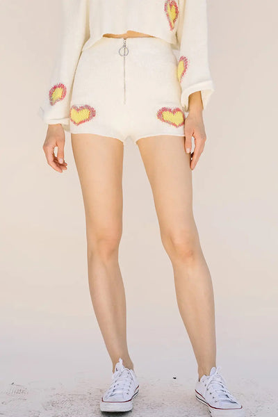 Shorts - Storia Multicolor Heart Highwaist Shorts - Girl Intuitive - Storia -