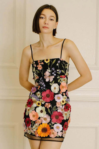 Dresses - Storia Multi Floral Collaged Mini Dress - Girl Intuitive - Storia - S / Black